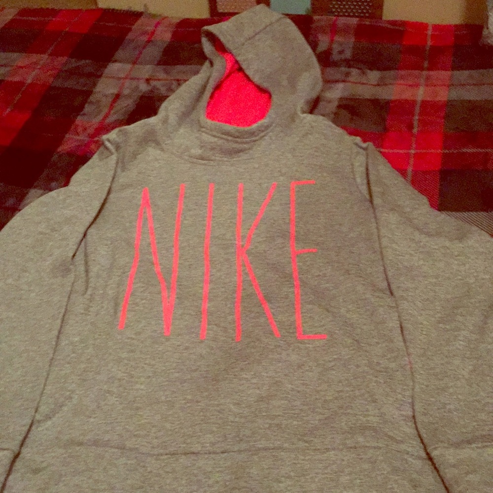 mostly grey with pink hood and lettering